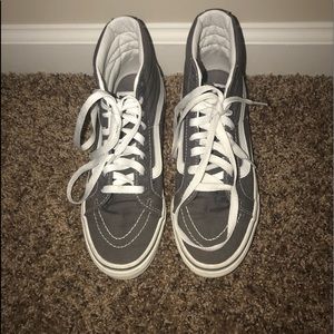 Grey and white sk8 hi vans